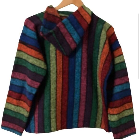ART-MAZ Vintage Rainnbow Woven hoodie sweater Medium - Picture 3 of 5